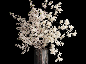 White sakura bouquet cherry blossoms Magnolia 340 3D Model