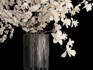 Bukiet białej sakury z kwiatami wiśni Magnolia 340 Model 3D