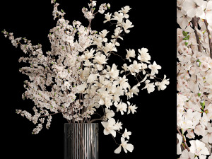 White sakura bouquet cherry blossoms Magnolia 340 3D-Modell