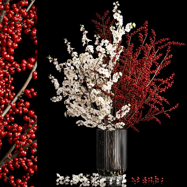 White sakura bouquet blossoming cherry branches Ilex 339 Modelo 3D .c4d .max .obj .3ds .fbx .stl .blend 