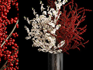 White sakura bouquet blossoming cherry branches Ilex 339 3Dモデル