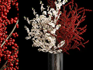 Buqu&ecirc; de sakura branca com ramos de cerejeira em flor Ilex 339 Modelo 3D