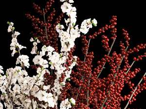 White sakura bouquet blossoming cherry branches Ilex 339 Modelo 3D