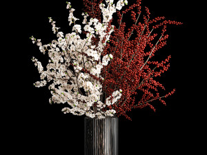 White sakura bouquet blossoming cherry branches Ilex 339 Modelo 3D