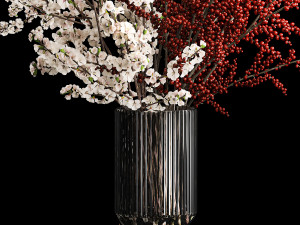 White sakura bouquet blossoming cherry branches Ilex 339 Modelo 3D