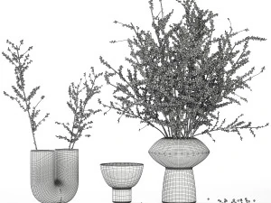Beautiful bouquet of branches with red Ilex berries 341 3D Model