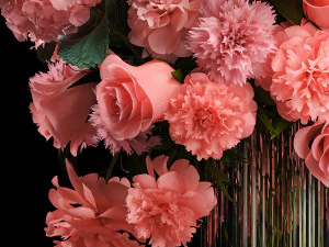 Bouquet of pink flowers roses peony hydrangea 342 3D Model