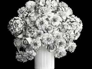 Bouquet of pink flowers roses peony hydrangea 342 3D Model