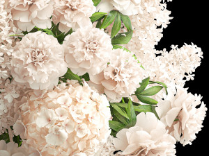 Large bouquet of white flowers vase lilac hydrangea 343 3D Model