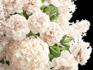 Large bouquet of white flowers vase lilac hydrangea 343 3D Model