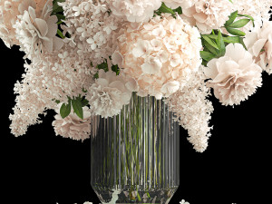 Large bouquet of white flowers vase lilac hydrangea 343 3D Model