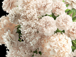 Large bouquet of white flowers vase lilac hydrangea 343 3D Model