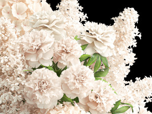 Large bouquet of white flowers vase lilac hydrangea 343 3D Model