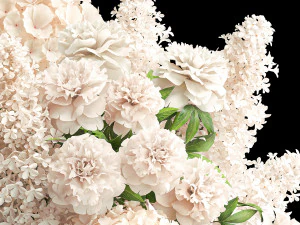 Large bouquet of white flowers vase lilac hydrangea 343 3D Model