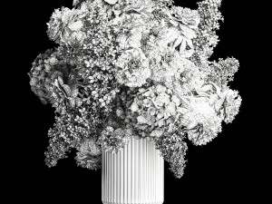 Large bouquet of white flowers vase lilac hydrangea 343 3D Model