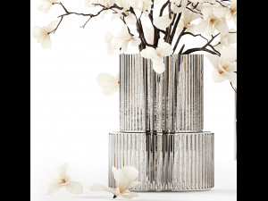 White bouquet of branches of blooming magnolia vase 345 3D Модель