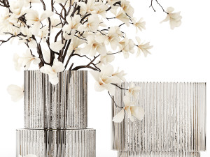 White bouquet of branches of blooming magnolia vase 345 3D Модель