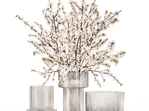 White bouquet of sakura cherry blossom branches 345 3D Model