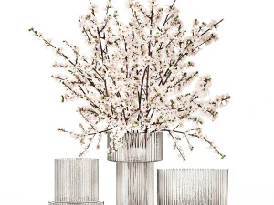 White bouquet of sakura cherry blossom branches 345 3D Model