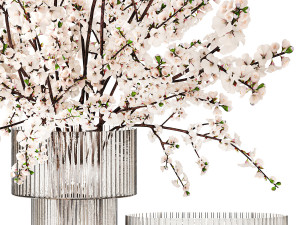 White bouquet of sakura cherry blossom branches 345 3D Model
