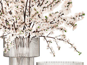 White bouquet of sakura cherry blossom branches 345 3D Model