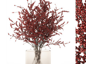 Bouquet of branches with red berries ilex vase 347 3D-Modell