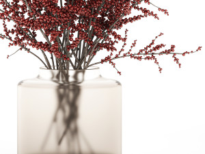 Bouquet of branches with red berries ilex vase 347 3D Modell