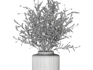 Bouquet of branches with red berries ilex vase 347 3D Modell