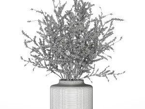 Bouquet of branches with red berries ilex vase 347 3D Model