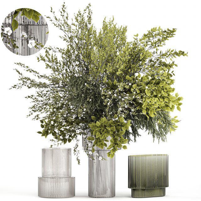 Lush bouquet of cherry blossom branches with sakura leaves 348 3D Модель .c4d .max .obj .3ds .fbx .stl .blend 