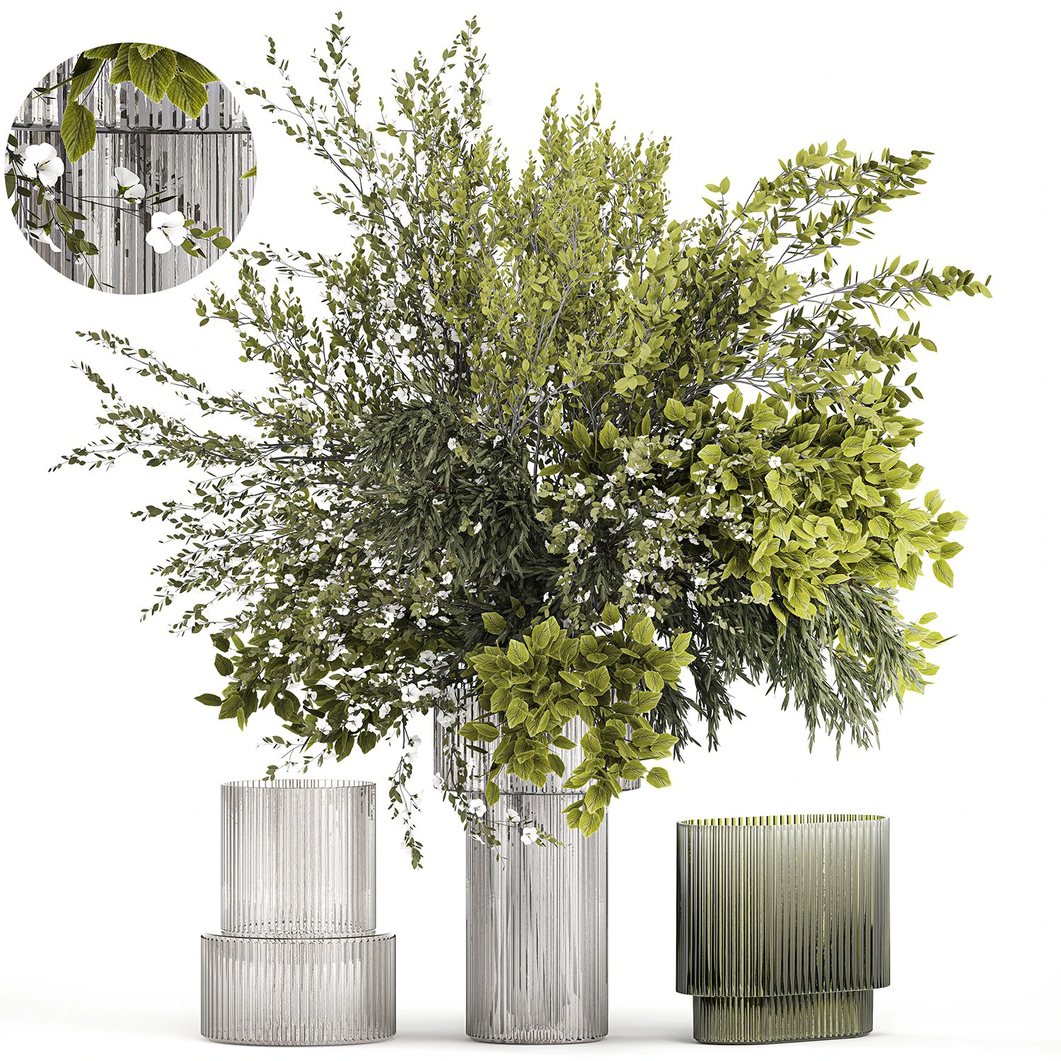 Lush bouquet of cherry blossom branches with sakura leaves 348 3D Model .c4d .max .obj .3ds .fbx .stl .blend 