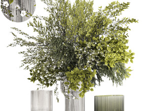 Lush bouquet of cherry blossom branches with sakura leaves 348 Modelo 3D