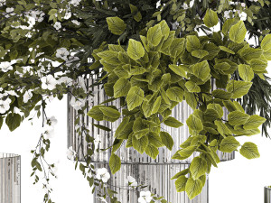 Lush bouquet of cherry blossom branches with sakura leaves 348 3D Модель