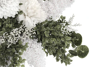 Small white bouquet of flowers lilac hydrangea dahlia 349 3D Model