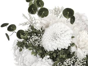 Small white bouquet of flowers lilac hydrangea dahlia 349 Model 3D