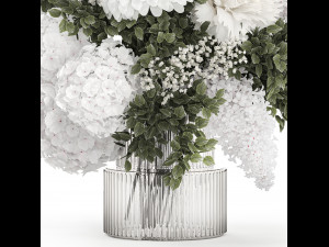 Small white bouquet of flowers lilac hydrangea dahlia 349 Model 3D