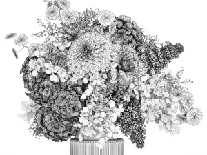 Small white bouquet of flowers lilac hydrangea dahlia 349 3D Model