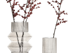 Minimalistic bouquet of branches with red ilex berries 350 3D मॉडल