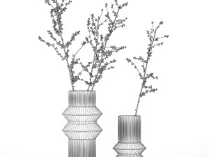Minimalistic bouquet of branches with red ilex berries 350 3D मॉडल