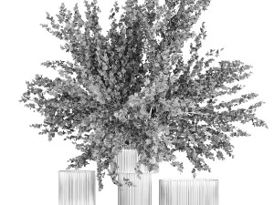 Lush bouquet of branches of blossoming cherry sakura flowers 351 3D Model