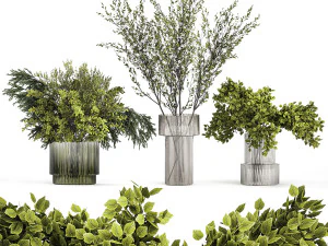 벚꽃 가지 꽃다발 녹색 사쿠라 꽃병 352 3D 모델