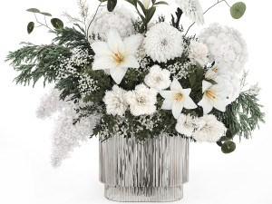 White bouquet of flowers and greenery hydrangea lilac lilies 353 3D Model