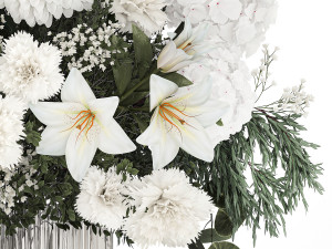 White bouquet of flowers and greenery hydrangea lilac lilies 353 3D Model