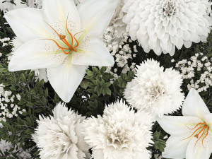 White bouquet of flowers and greenery hydrangea lilac lilies 353 3D Model