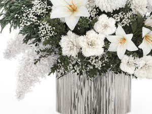 White bouquet of flowers and greenery hydrangea lilac lilies 353 3D Model
