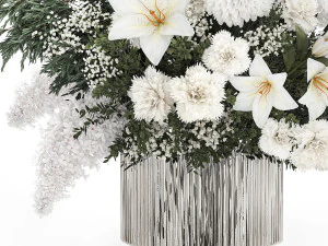 Buqu&ecirc; branco de flores e hort&ecirc;nsias, l&iacute;rios lilases 353 Modelo 3D