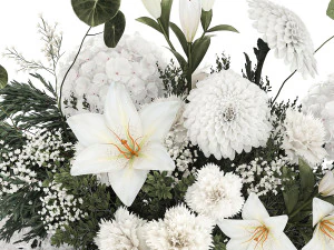 Buqu&ecirc; branco de flores e hort&ecirc;nsias, l&iacute;rios lilases 353 Modelo 3D