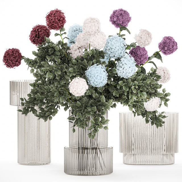 Large bouquet of flowers and greenery blue white hydrangea 354 Modèle 3D .c4d .max .obj .3ds .fbx .stl .blend 
