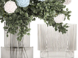 Large bouquet of flowers and greenery blue white hydrangea 354 3D Model