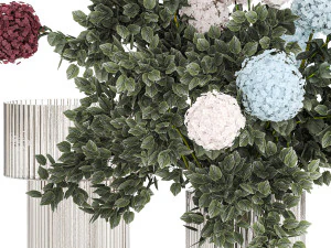 Large bouquet of flowers and greenery blue white hydrangea 354 3D Model